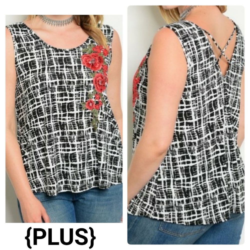 [Last 2] LAST DAY Blouse Black White Floral